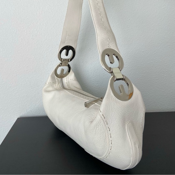 ESCADA Eluna White Leather Hobo Bag Purse Handmade in Italy - Picture 1 of 15